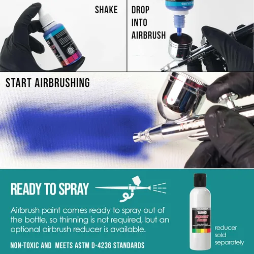 Miniatura 3 de U.S. Art Supply Pintura acrílica opaca para aerógrafo color azul aguamarina, botella de 1 onza, colores a base de agua no tóxicos de grado