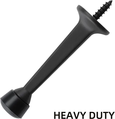 Miniatura 6 de HOME MASTER HARDWARE Topes de Puerta Rígidos Sólidos de Servicio Pesado de 3", Negro Mate, Paquete de 2 con Puntas de Plástico - Topes de Puerta
