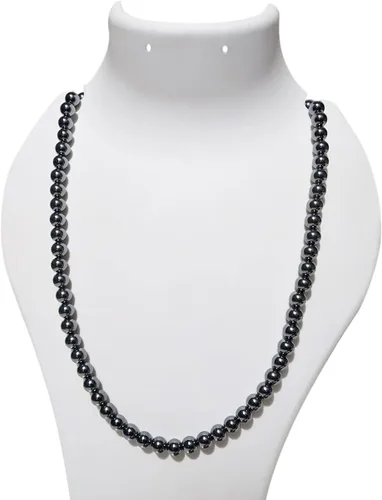 Collar de Shungite de 22 pulgadas con 70 cuentas redondas negras de piedra natural + 5 cuentas de Shungnite DIY collar de hombre de tamaño largo,