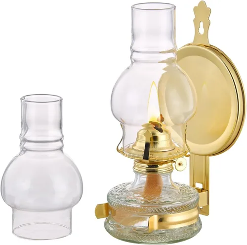 Miniatura 8 de Lámpara de aceite de repuesto para chimenea, base de 3 pulgadas x 6.4 pulgadas de alto, globo de lámpara de aceite de vidrio transparente, cubierta