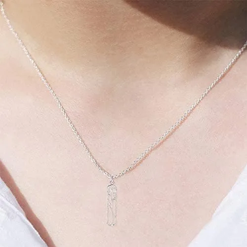 Miniatura 3 de Boma Collar con colgante de silueta de árbol rectángulo de plata esterlina, 20 pulgadas, Metal