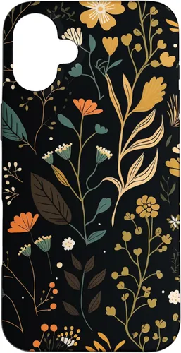 Miniatura 23 de Funda negra para iPhone 12/12 Pro con diseño floral, estética, simple, bohemio, moderno, flores botánicas