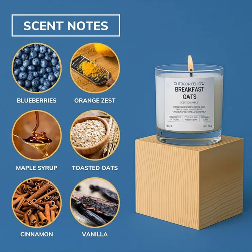Miniatura 3 de Outdoor Fellow Breakfast Oats Vela perfumada – Vainilla, arce y canela – Cera de coco y albaricoque no tóxica – Vela en tarro reutilizable – Vela