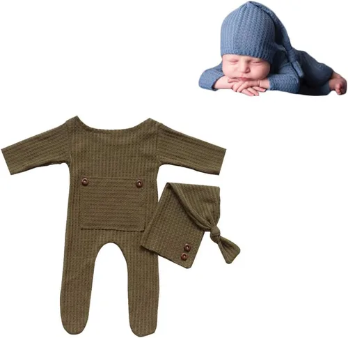 Miniatura 24 de Moda recién nacido niños niñas bebé sesión de fotos accesorios trajes ganchillo ropa sombrero de cola larga pantalones accesorios de fotografía