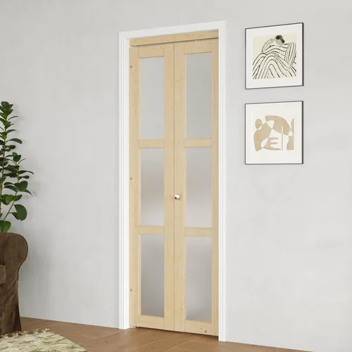 Miniatura 22 de BARNER HOME Puerta plegable, puerta de armario de cristal transparente de 3 lites, para apertura de 48 x 80 pulgadas, puertas plegables con kits