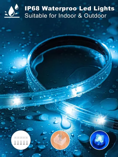 Miniatura 5 de Ledagic Tira de luces LED para exteriores impermeables de 50 pies (1 rollo), tira de luz LED exterior IP65 impermeable con control remoto