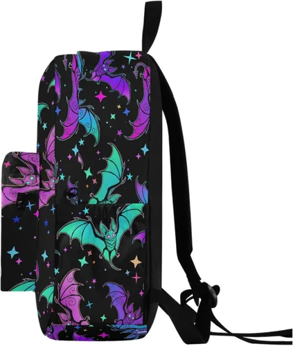 Miniatura 6 de MNSRUU Mochila para estudiantes para la escuela, Halloween, mochila luminosa de murciélagos para laptop, mochila estética para niñas, niños, mochila
