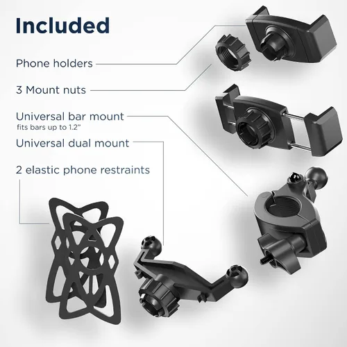 Miniatura 7 de ENCASED Soporte de teléfono para bicicleta doble, soporte ajustable para 2 teléfonos celulares, ajuste universal