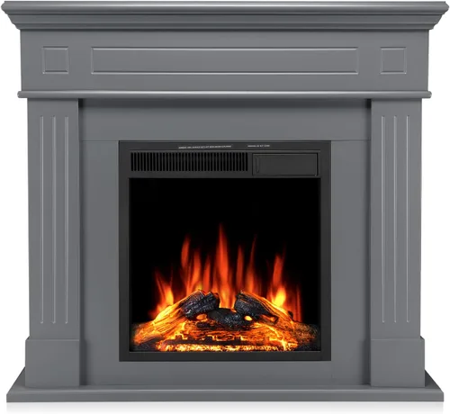 Miniatura 9 de R.W.FLAME - Chimenea eléctrica de 43" con repisa, caja de fuego envolvente de madera, soporte de TV con chimenea eléctrica de pie, control remoto