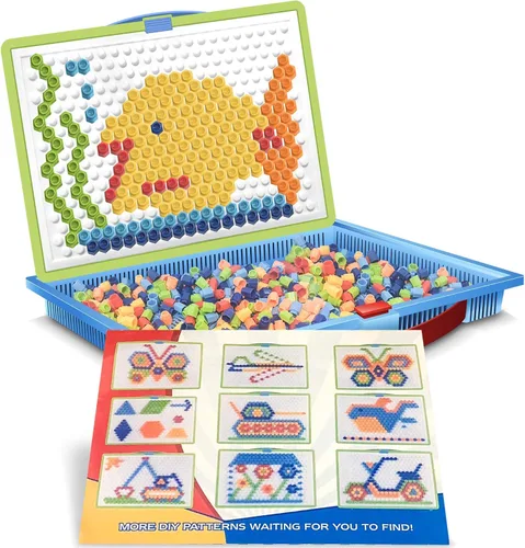 ArtCreativity Rompecabezas de clavijas de hongos para niños con 10 desafíos, divertido juego de clavijas para niños, rompecabezas de hongos, juguete