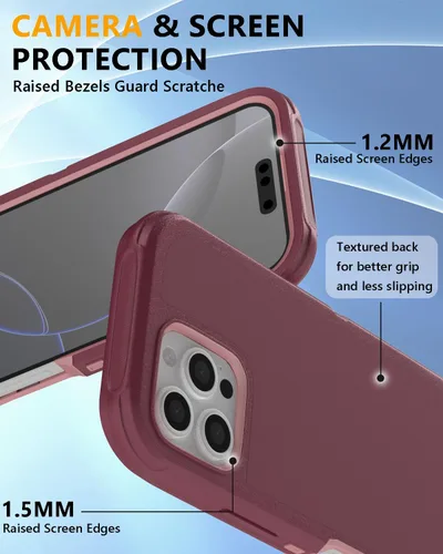 Miniatura 4 de Tall silver Funda para iPhone 16 Pro Max con [2 protectores de pantalla + 2 protectores de lente de cámara], 3 en 1, protección resistente de grado