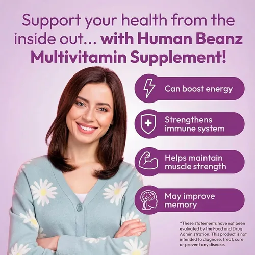 Miniatura 4 de Human Beanz Gomitas multivitamínicas con zinc para hombres y mujeres, suplementos dietéticos de apoyo inmunológico para adultos, vegetarianos, 120