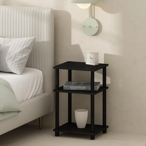 Miniatura 21 de Furinno Just Turn-N-Tube - Mesita de noche de almacenamiento abierto, 1 paquete, 3 niveles, blanco/blanco