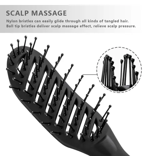 Miniatura 3 de Cepillo de ventilación curvo para secar con soplado y desenredar Solon Cepillo de cabello húmedo para cabello largo y grueso fino rizado natural