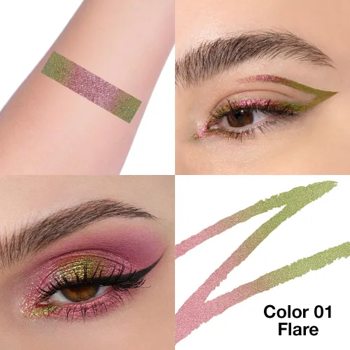Miniatura 3 de evpct Delineador de ojos líquido cromático dúo, con purpurina de bronceador rosa, destello metálico brillante, sombra de ojos en lápiz, cambio