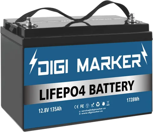 Batería de litio LiFePO4 de 12 V 135 Ah Plus, batería de ciclo profundo con BMS mejorado de 100 A, hasta 5000 ciclos de vida, perfecta para RV,