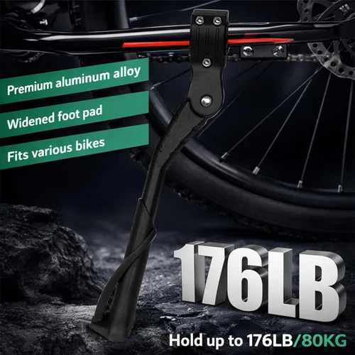 Miniatura 5 de Cyfie Soporte de bicicleta para bicicleta de adulto, soporte de bicicleta lateral trasero ajustable, adecuado para bicicletas de montaña de 24 a 29