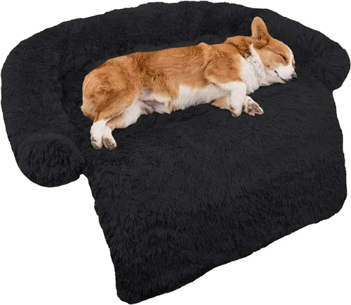 Miniatura 29 de Cama calmante para perro, tapete de felpa esponjoso para perros con protector de muebles con funda extraíble lavable para perros y gatos grandes