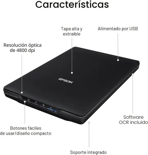Miniatura 3 de Epson Perfection V19 II - Escáner plano de documentos y fotos a color con resolución óptica de 4800 ppp, alimentación USB y tapa extraíble de gran