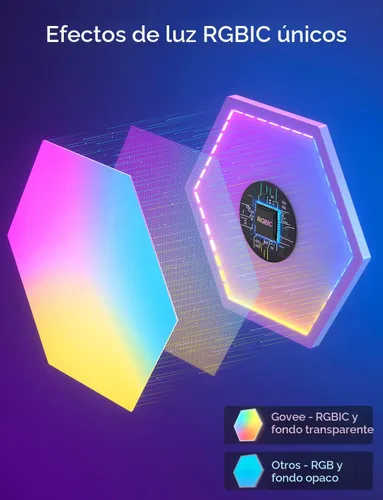Miniatura 2 de Paneles de luz Govee Glide Hexa, luces de pared LED hexagonales RGBIC, luces de pared creativas Wi-Fi para el hogar inteligente con sincronización