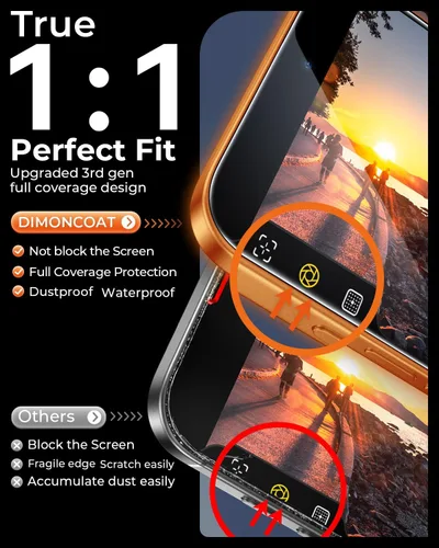 Miniatura 6 de DIMONCOAT TOP 9H+ Glass for iPhone 17 Pro Max Privacy Screen Protector[Easy One-Pull Installation] [10X Military Protection] Tempered Glass Screen
