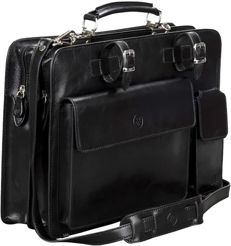 Miniatura 2 de Maxwell Scott - Mens Luxury Italian Leather Large Square Briefcase - Zip Closure - Handmade in Italy - The Alanzo