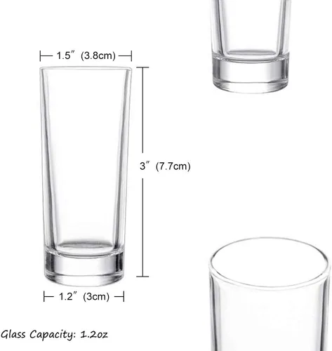 Miniatura 5 de Juego de vasos de chupito con base pesada, 1.2 oz (paquete de 12) vasos transparentes para whisky y licores - JM02 1.2oz-12pack