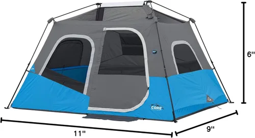 Miniatura 10 de CORE Instant Cabin Tents with LED Lights Family Multi Room Lighted Pop Up Tents for Camping Included Storage Pockets for Camping Accessories