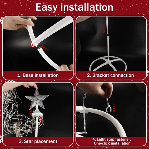 Miniatura 4 de Hoofun Luces de árbol de Navidad para decoraciones al aire libre: árboles de Navidad iluminados inteligentes de 6 a 8 pies, control de aplicación
