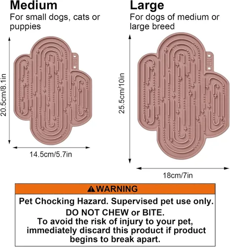 Miniatura 3 de OHMO - Alfombrilla para lamer Cactus para perros y gatos (2 unidades) Fácil de limpiar Alimentador lento para mascotas con ventosas, almohadilla