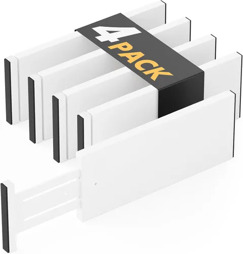 Miniatura 10 de SpaceAid Paquete de 4 separadores de cajones de bambú, 4.65 pulgadas de alto ajustable de 12.5 a 17 pulgadas, organización expandible para ropa