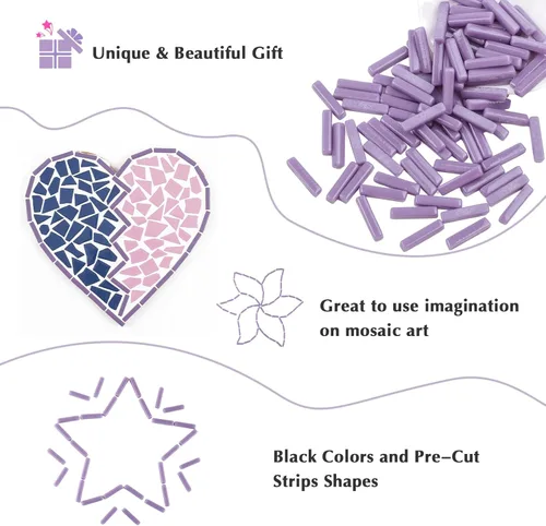 Miniatura 9 de Youway Style Azulejos de Mosaico Púrpura para Manualidades a Granel, 150g Formas de Tiras Piezas de Vidrio de Mosaico, Kit de Manualidades de Jardín