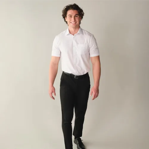 Miniatura 3 de &COLLAR Camisa de vestir de manga corta para hombre de alto rendimiento y ajuste atlético