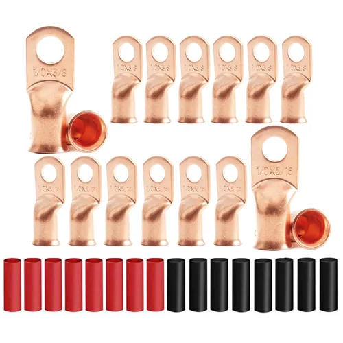 Miniatura 21 de 8 piezas de terminales de cable de cobre estañado de servicio pesado 1/0 AWG con espárrago de 3/8" y 8 piezas de terminales 1/0 AWG con espárrago