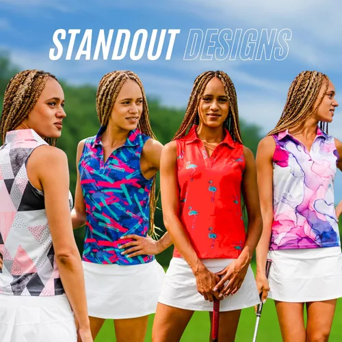 Miniatura 15 de YATTA GOLF Polo de golf sin mangas para mujer, absorbe la humedad, cuello en V, para golf, entrenamiento, golf