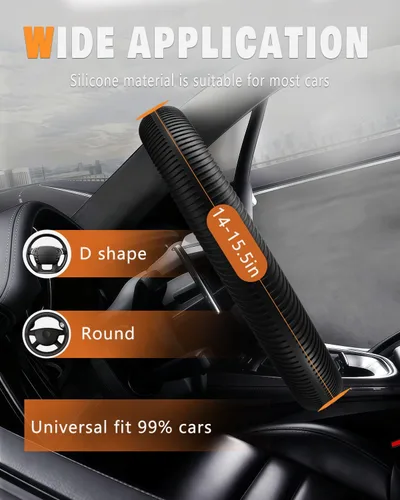 Miniatura 2 de WOCOCN Funda para volante de automóvil, funda delgada de silicona antideslizante para hombres y mujeres, accesorios interiores universales