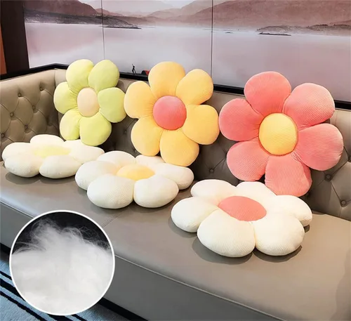 Miniatura 3 de Almohada linda en forma de flor, cojín de flor, almohada de lectura y almohada cómoda y de ocio, cojín de coche (beige/verde, 23.6 in*23.6 in)
