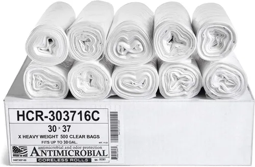 Miniatura 11 de Aluf Plastics Bolsas de basura de alta densidad, 10 galones, 1000 unidades, 6 micrones (eq), 24" x 24", transparentes, para baño, oficina