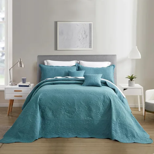 Miniatura 14 de Colcha extragrande King de 128 x 120 pulgadas, extra ancha, diseño de patrón paisley, funda de cama ligera, reversible, 5 piezas, 100% microfibra, 1