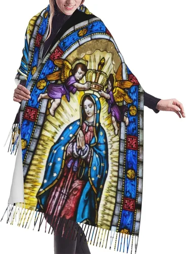 Waygotee Our Lady Of Guadalupe Virgin Mary Soft Cashmere - Bufandas ligeras para mujer, chales grandes y envolturas
