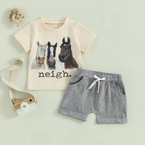 Miniatura 2 de Conjunto de ropa de verano de 2 piezas para bebé niño y niño de granja con pollo, de manga corta