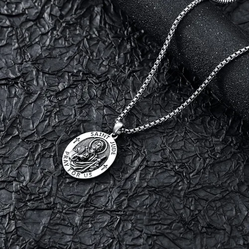 Miniatura 122 de CEKAMA - Collar de plata de ley 925 con dije de amuleto para hombres y mujeres, con cadena de 0.098 in, 22 pulgadas + 2 pulgadas