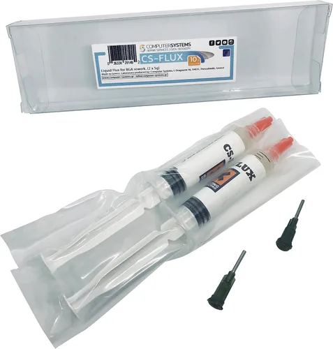 Miniatura 7 de CS-Flux 0.35 oz (2x5g) Flujo líquido libre de halógenos de baja viscosidad para reprocesamiento de componentes BGA, reflujo ideal para reparaciones