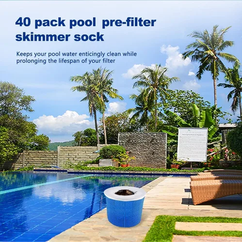 Miniatura 5 de Paquete de 40 calcetines de piscina para filtros, cestas/filtro de bañera de hidromasaje, funciona perfectamente con el skimmer de superficie