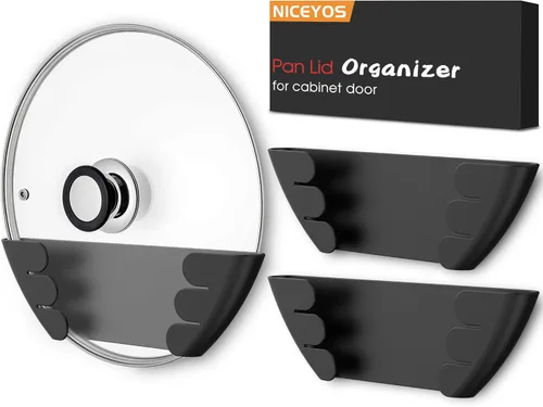 Organizador Universal de Tapas de Ollas para Gabinete - Niceyos Mejorado Patentado Paquete de 3 Organizador de Almacenamiento de Tapas de Sartenes