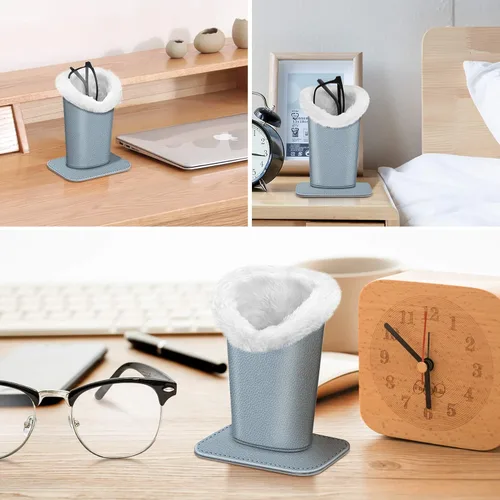 Miniatura 196 de Fintie Soporte para anteojos forrado de felpa con base magnética, estuche de cuero vegano prémium para lentes