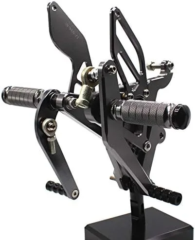 Miniatura 3 de Krace Juego de estriberas delanteras para motocicleta, reposapiés, pedales de cambio de freno, totalmente ajustables, apto para Yamaha YZF R6