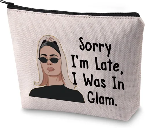 BLUPARK RHONY - Bolsa de maquillaje inspirada en Sorry I'm Late I Was In Glam, regalo para ama de casa real, Estaba en Glam, Vintage