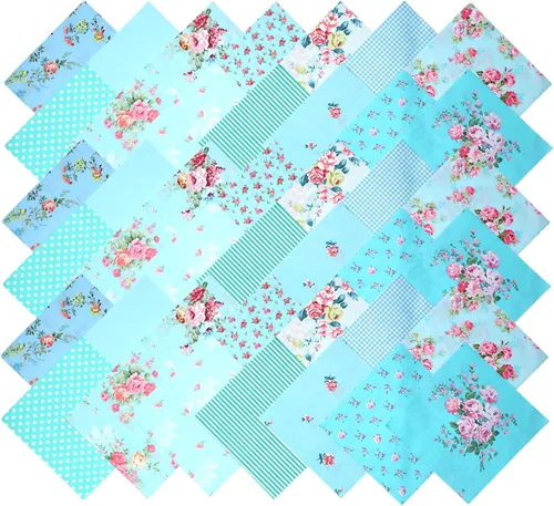 Miniatura 6 de Nodsaw Paquete de 42 dijes vintage para acolchar de 5 pulgadas, cuadrados de dijes para acolchar de 5 x 5 – 100% algodón, cuadros de tela floral