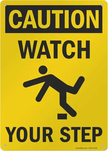 Signo de seguridad SmartSign, leyenda "Caution: Watch Your Step", negro sobre amarillo, Negro y amarillo, 1